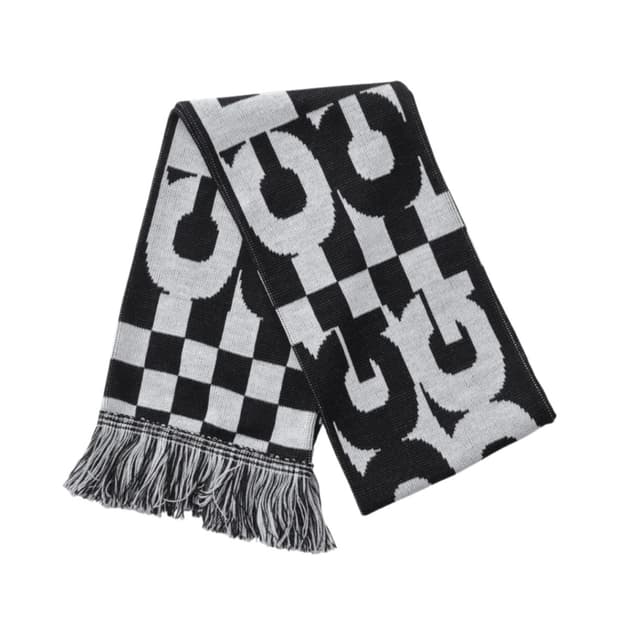 CDG 꼼데가르송 로고 체크 스카프 화이트 블랙 머플러