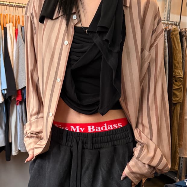 25SS 와코마리아 레이온 스트라이프 패턴 셔츠 XL