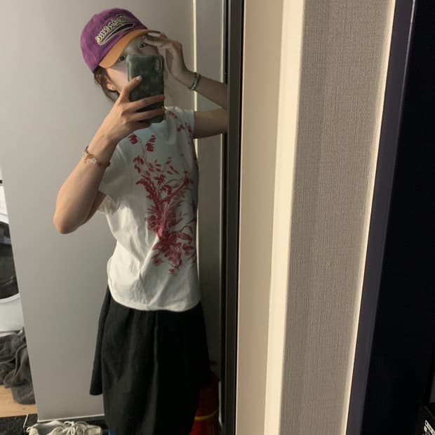 슈프림 레더 캡 배색 볼캡 퍼플