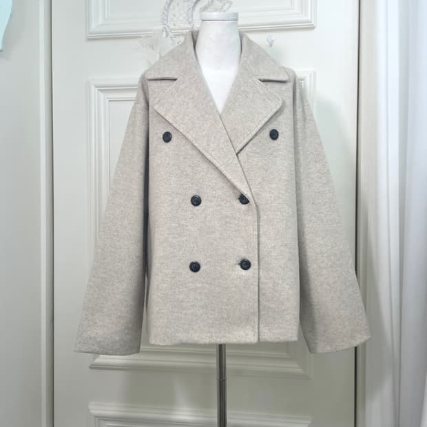 oatmeal melange loose short coat(size-M)