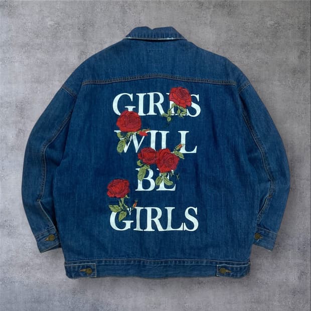 LAP 랩 장미 프린팅 빅로고 데님 자켓