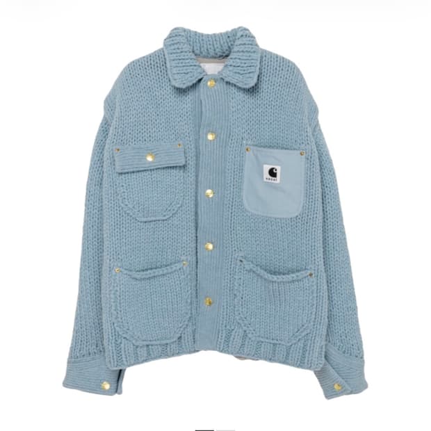 [새상품] 사카이 칼하트 니트 가디건 블루