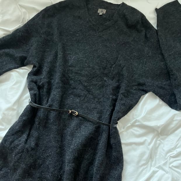 CK 캘빈클라인 정품 브이넥 니트 원피스