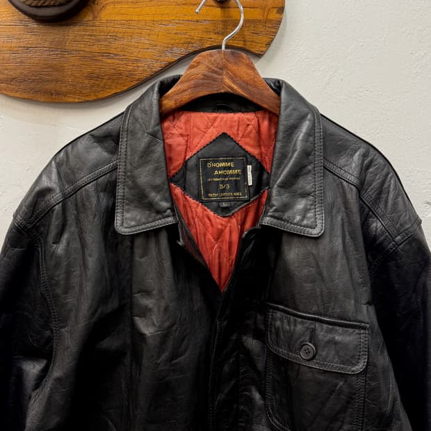 90s Cowhide Leather Car Coat