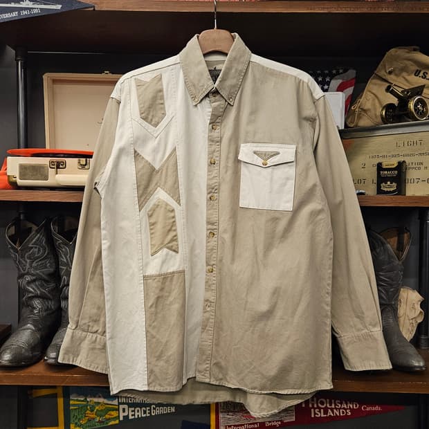 90s 클래식 웨스턴패치 체스트 포켓 워크 셔츠 N1129