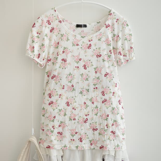  Organic floral half tee-shirts