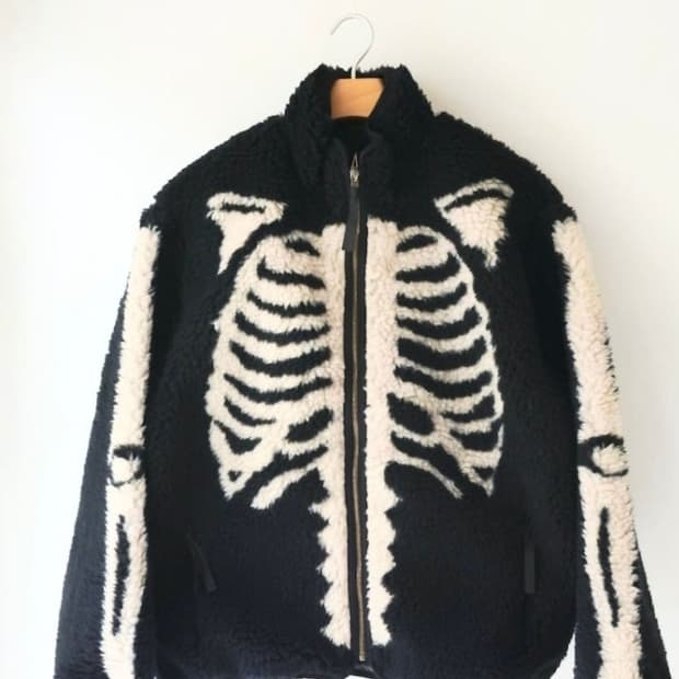 5사이즈 KAPITAL 캐피탈 BONE무늬 뽀글이 리버시블 블루종 블랙