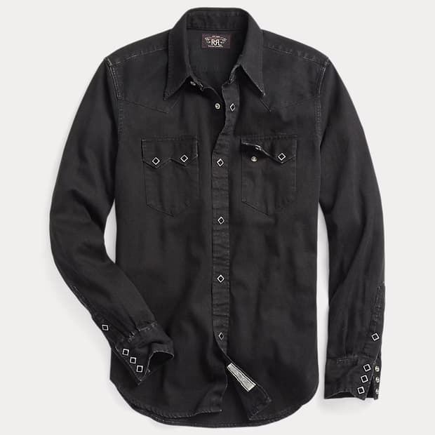 RRL 슬림핏 데님 웨스턴 셔츠
