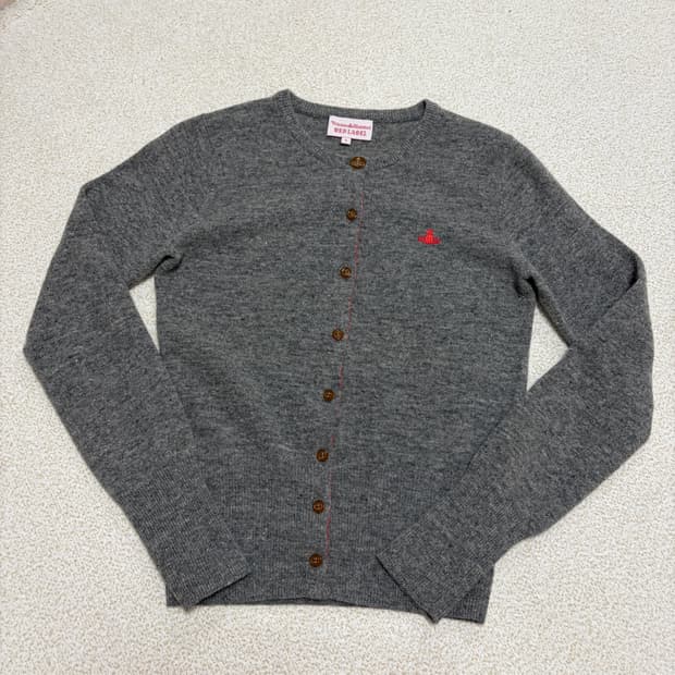 비비안웨스트우드 레드라벨 그레이 울 가디건