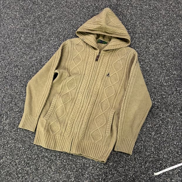 빈폴 케이블 후드 니트 집업
