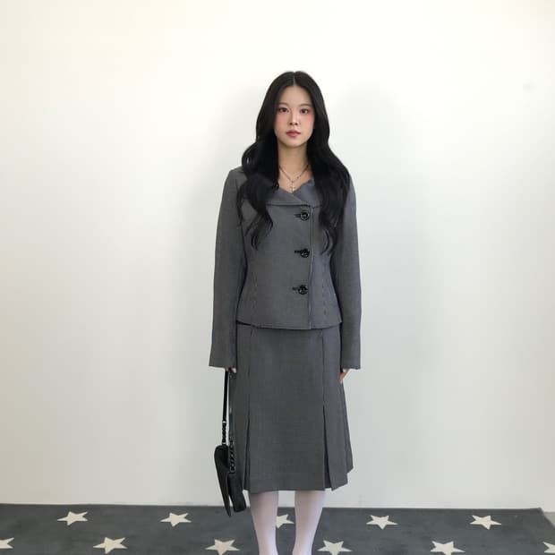 Jpn Micro-Dot Formal Skirt Suit Set(2pc)