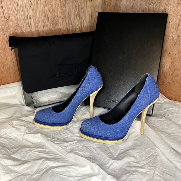 알렉산더왕 블루 파이썬 스틸레토 펌프스