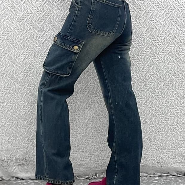 빈티지 Y2K 올드스쿨 빈티지 워싱 데님 카고팬츠 M C07835