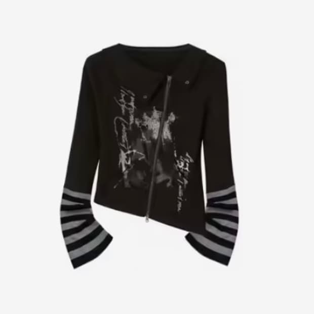 그런지 프린트 집업 티셔츠 락시크 그런지 지뢰계 갸루 긱시크