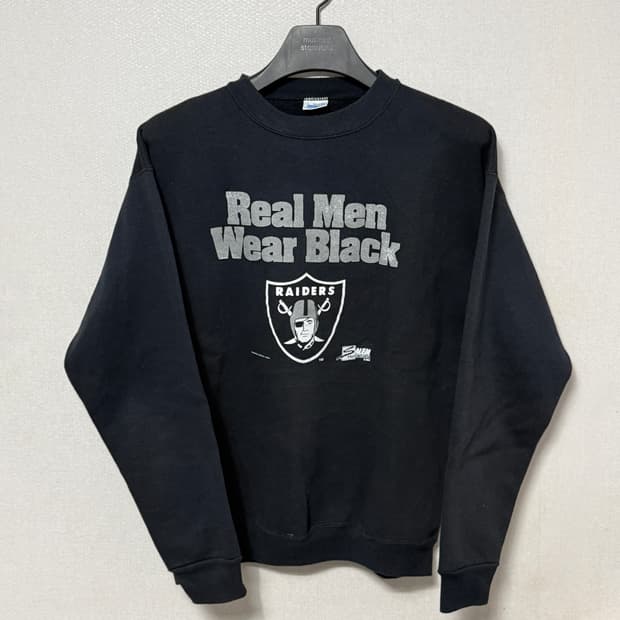 빈티지 살렘 레이더스 리얼 맨 웨어 블랙 스웻셔츠