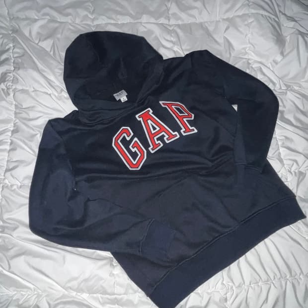 갭 네이비 레드 로고 후드티 