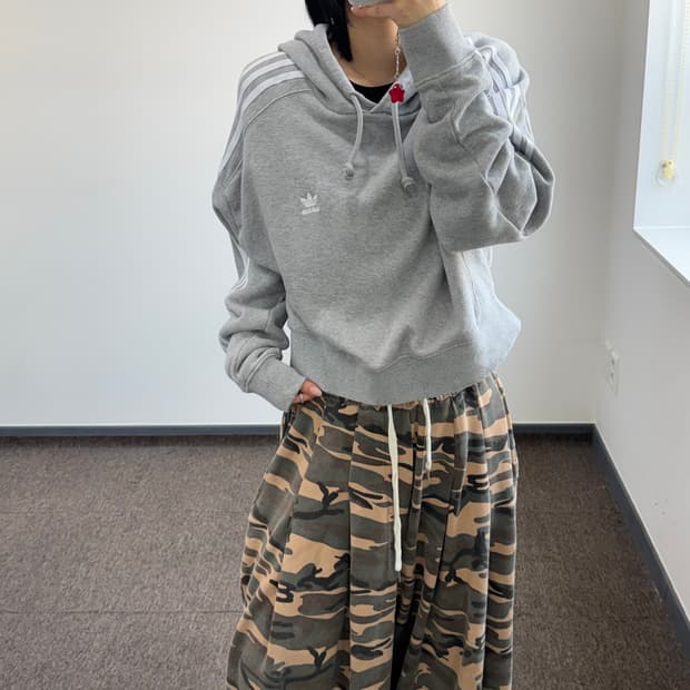 Adidas 아디다스 파이어로고 그레이 후드티