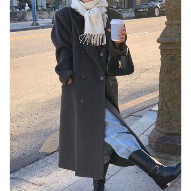 위드아웃썸머 더블롱코트 (검정)