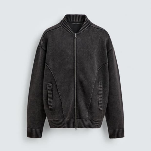 구매) 자라 워싱 니트 봄버 자켓 보머 자켓