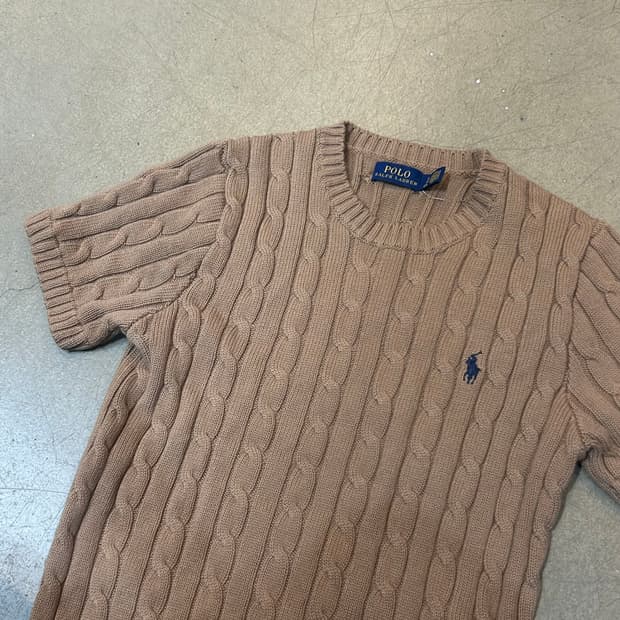 S 폴로랄프로렌 여성용 베이지 반팔 니트