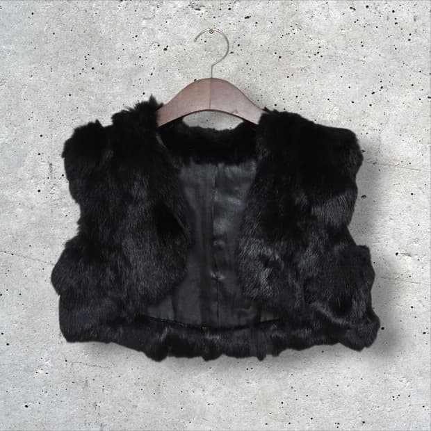 블랙 퍼 베스트 리얼 토끼털 (FREE)
