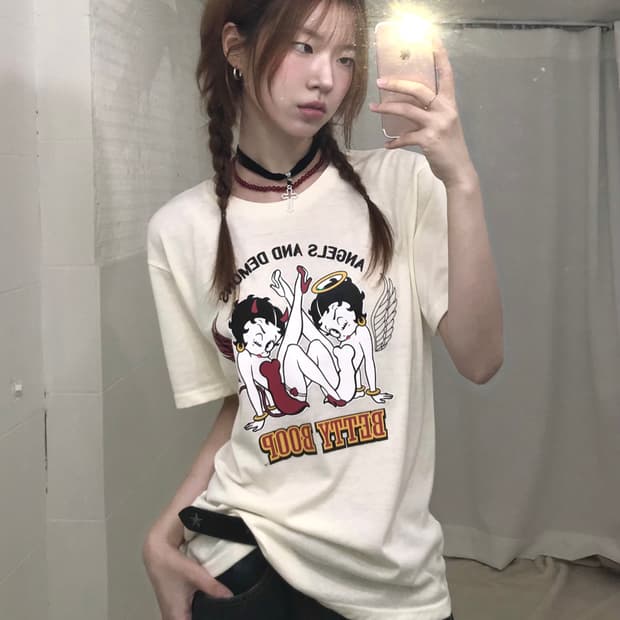 💋 베티붑 앤젤 앤드 데몬 프린팅 반팔 티셔츠