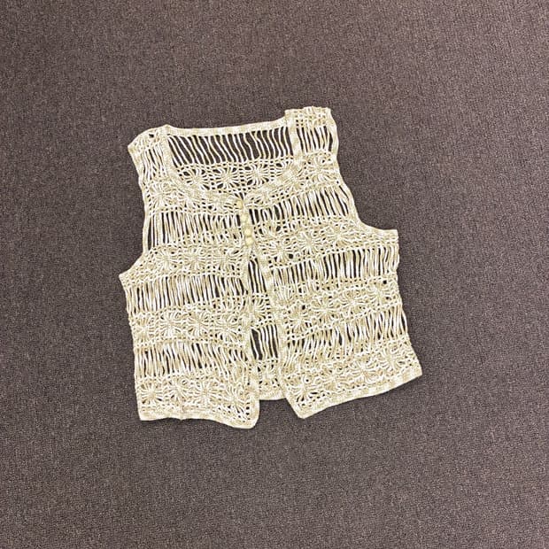OS) Japanese vintage 여성 마블 컬러 펀칭 니트 베스트