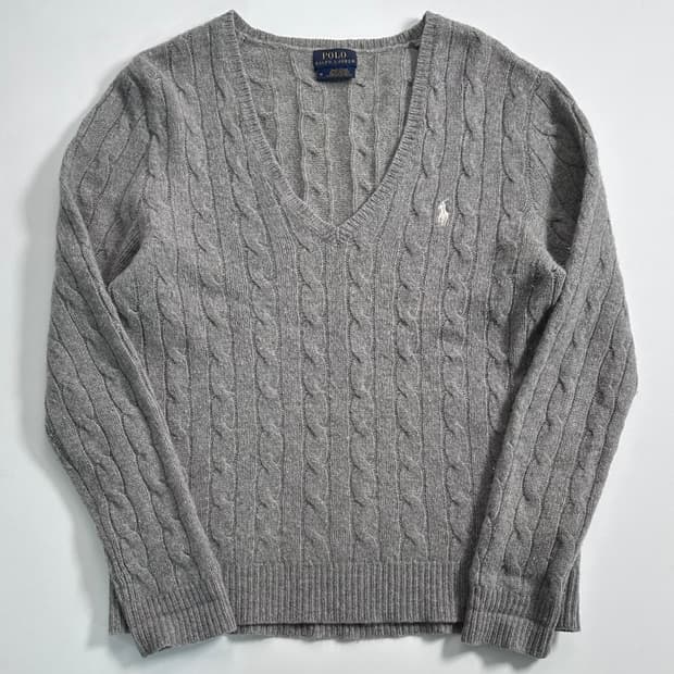 폴로 랄프로렌 그레이 울 케이블 니트