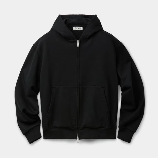 (L) coor 미니멀 코튼 후디드 집 점퍼 블랙 