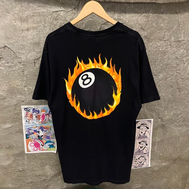 스투시 파이어 8 ball 반팔티 블랙 M #csz1177