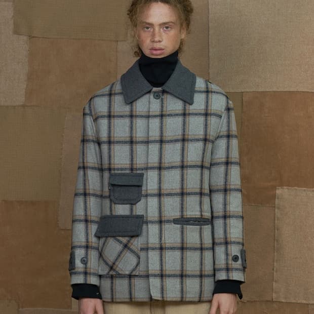 어널로이드 울 체크 점퍼 그레이 L