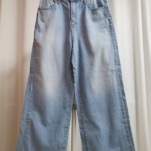 빈티지 연청 데님 와이드핏팬츠 L