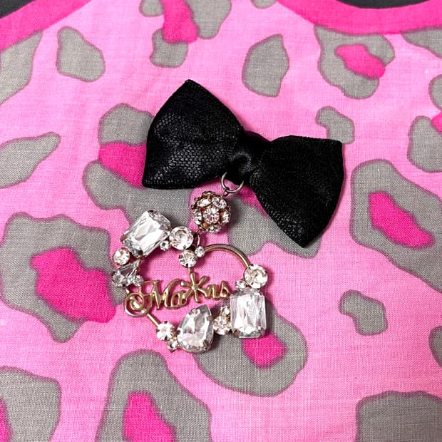 MA*RS마즈 큐빅스톤 하트참 미니 리본 헤어핀 히메로맨틱갸루 핀터109