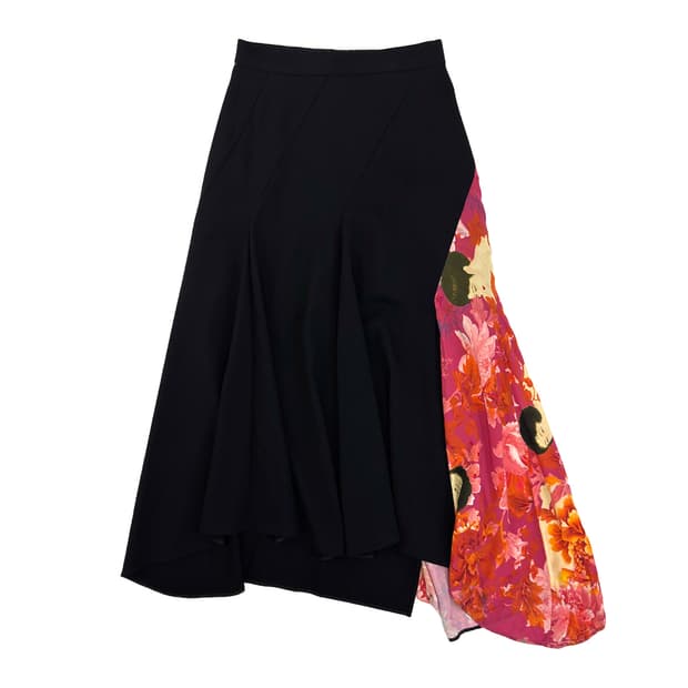 Y’s Asymmetrical Geisha Print Skirt