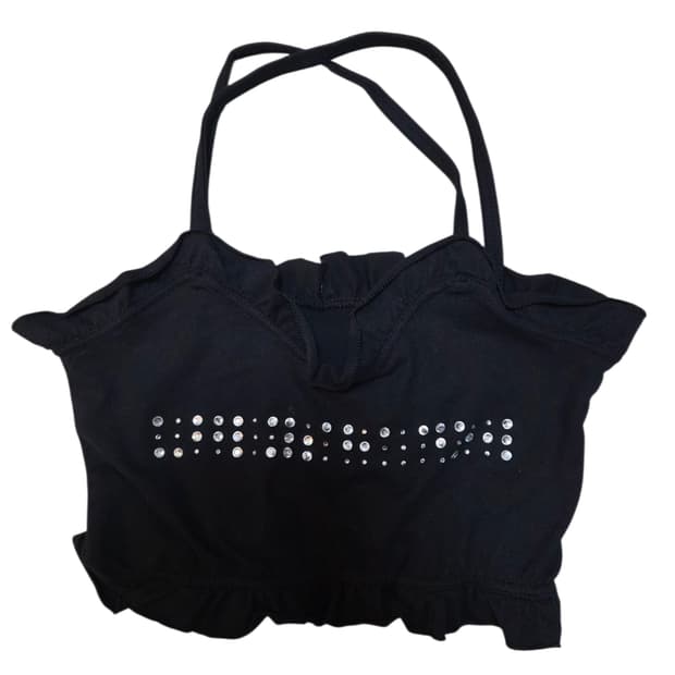 블랙 스팽글 홀터탑