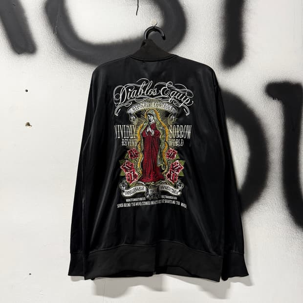 VTG 빈티지 오리엔탈 성모 마리아 빅 자수 집업 져지 자켓