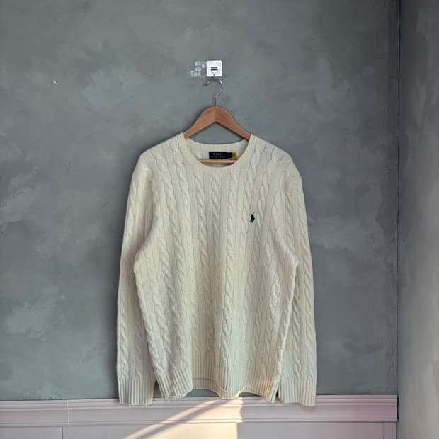 폴로 랄프로렌 울 캐시미어 꽈배기 니트 아이보리