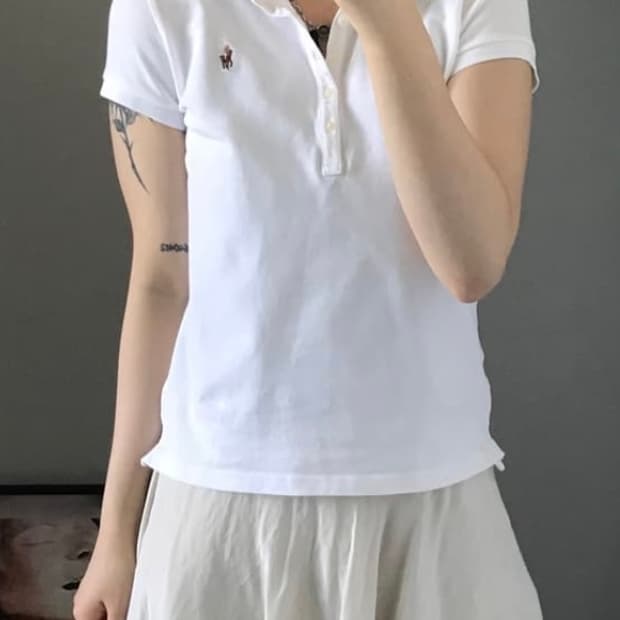 폴로 랄프로렌 걸즈 포니로고 화이트 카라티