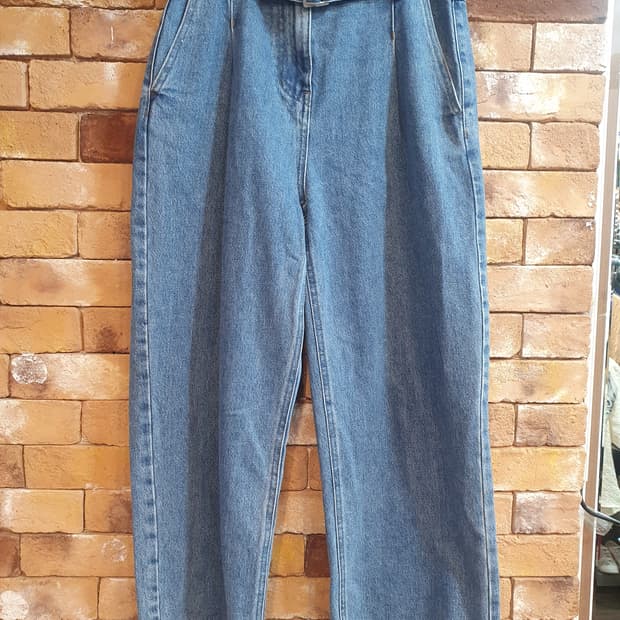 온앤온 벨트 와이드 데님 팬츠 2 블루