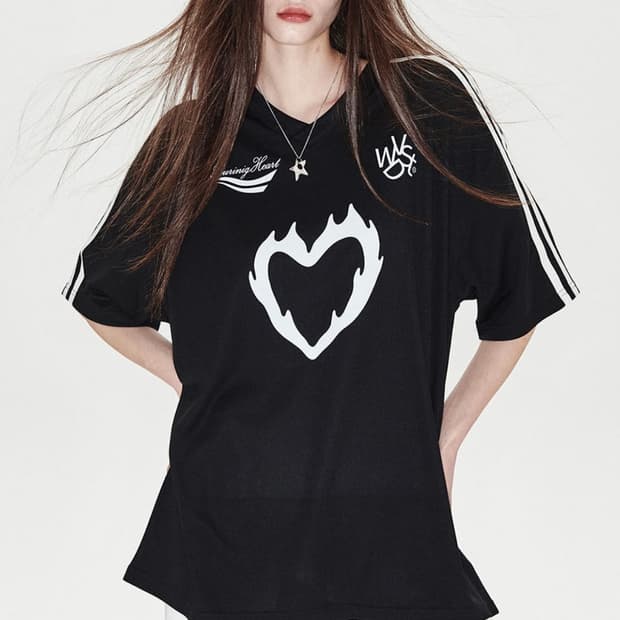 원더비지터 하트 져지 반팔 티셔츠