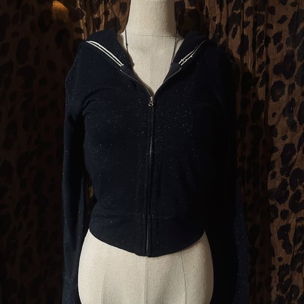 Navy Short Hooded Zip-Up