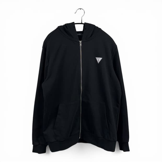 (L) 게스 로고 후드집업 블랙