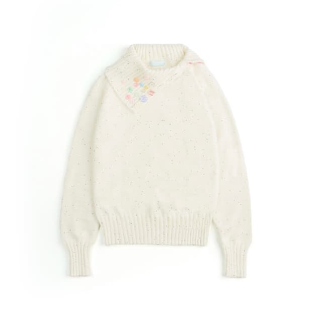 스윙셋 단추 터틀넥 니트