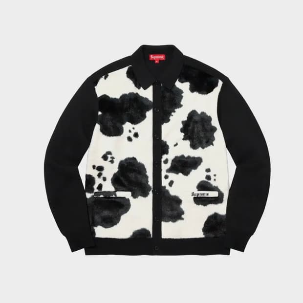 [Supreme] 21 FW 카우 프린트 가디건 블랙 L