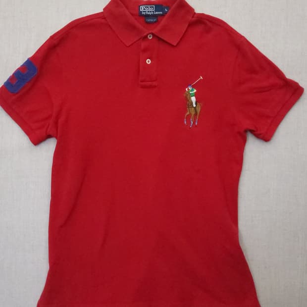 폴로 랄프로렌 레드 반팔 카라티 L