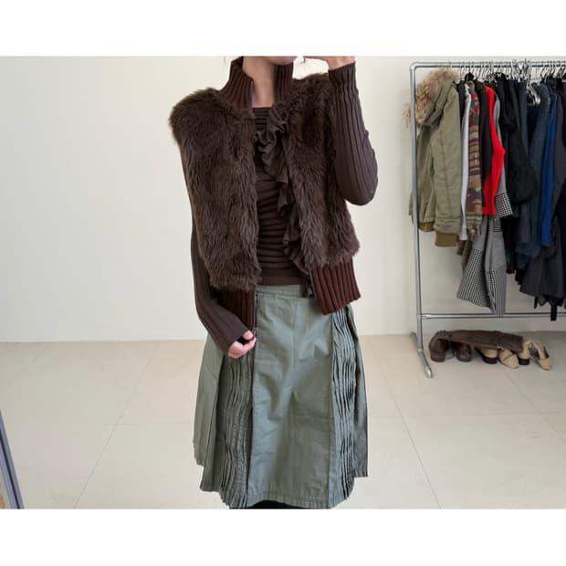 빈티지 페이크퍼 베스트