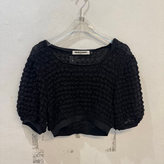 MISCHIEF Black Colored Popcorn Crop Top