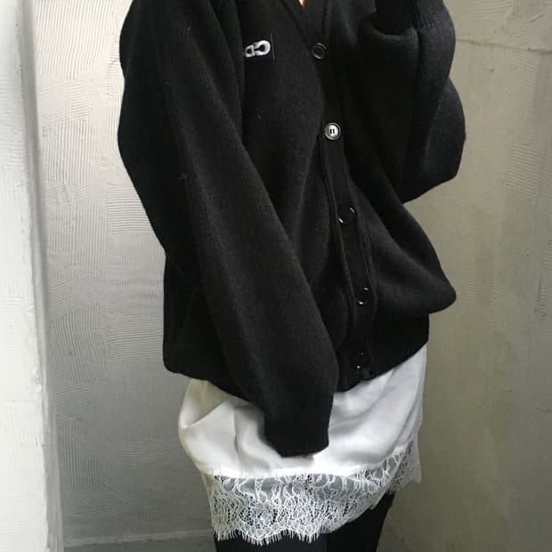 Comme des Garcons 꼼데가르송 블랙 로고 가디건