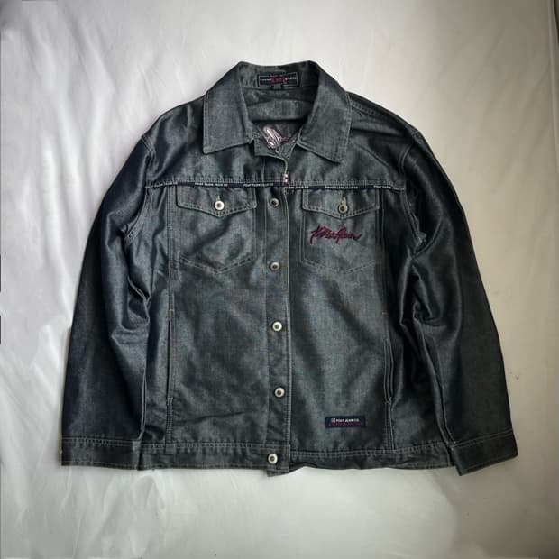 Phat Farm 팻팜 올드스쿨 새틴 데님 흑정 자켓 아우터