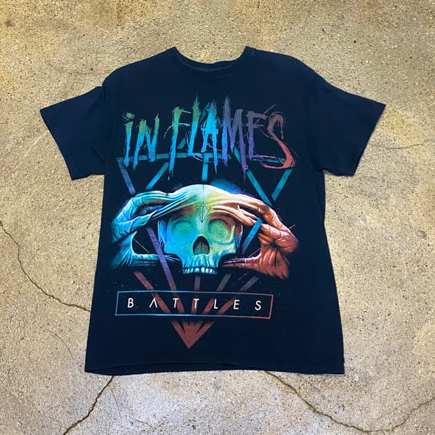 미국 빈티지 인플레임스 락티셔츠 투어티 반팔티